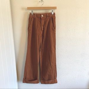 Free People On My Mind Cropped Cuffed Wide Leg Pants - Terracotta Size 25